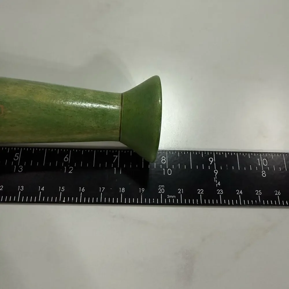 Vintage Hand-Turned Bud Vase Solid Maple Green Dye Signed GEW Glass Insert OOAK